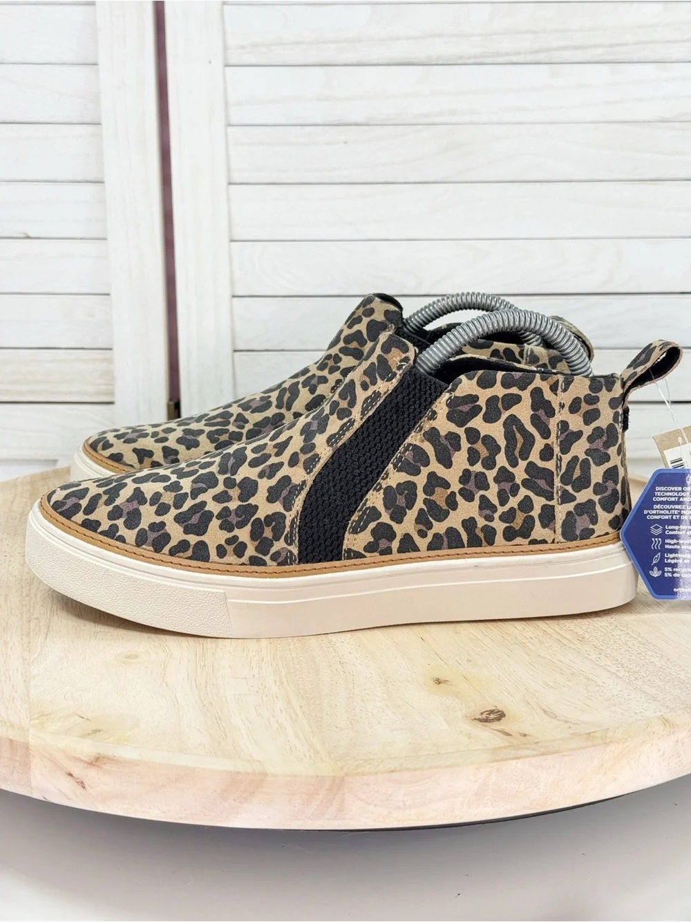 Toms Bryce Leopard Print Suede Slip On Mid Top Sneakers Tan‎ Black 7.5 Women’s